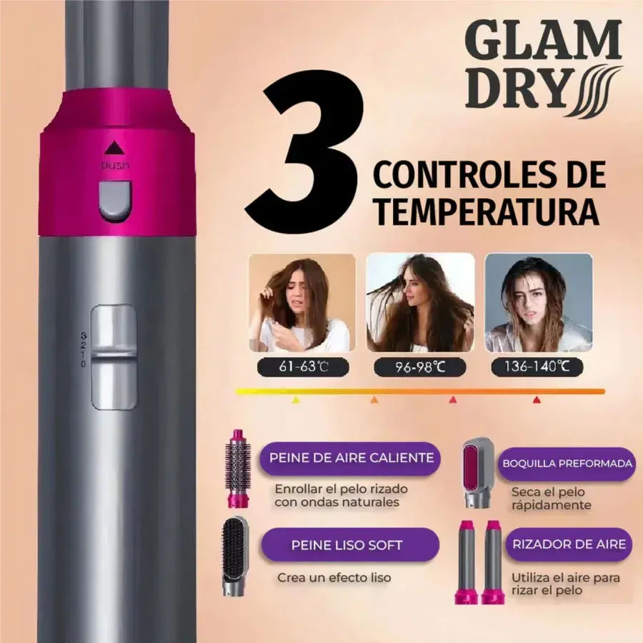 Glam Dry - Cepillo Secador 5 En 1