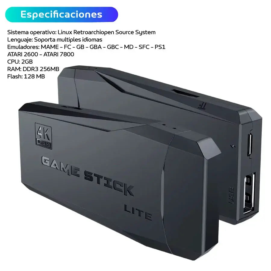 Consola de Videojuegos Retro 64GB +10.000 Juegos + 2 Controles Inalámbricos