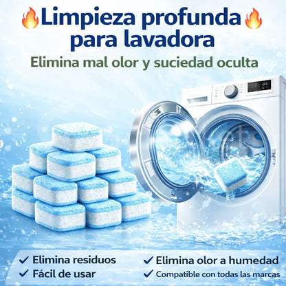 Tabletas anti olor y limpieza profunda para lavadora | Pack x12