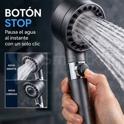 Ducha 4 en 1 de Alta Presión con Filtro y Botón Stop (KIT COMPLETO)