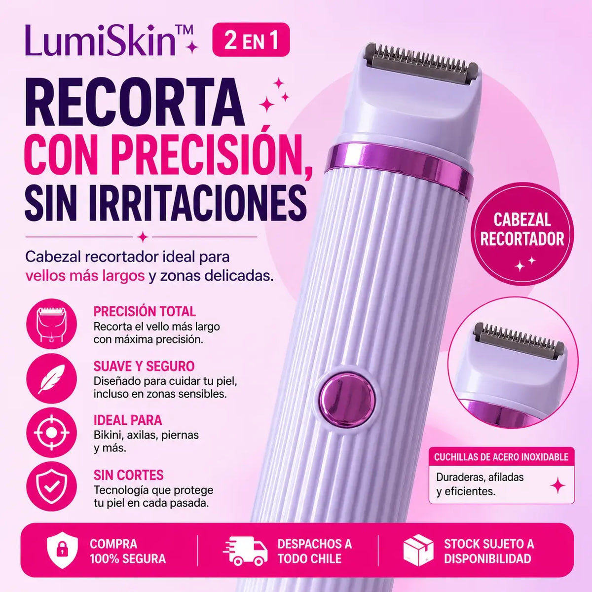 LumiSkin™ 2 en 1 | Depiladora Femenina Recargable