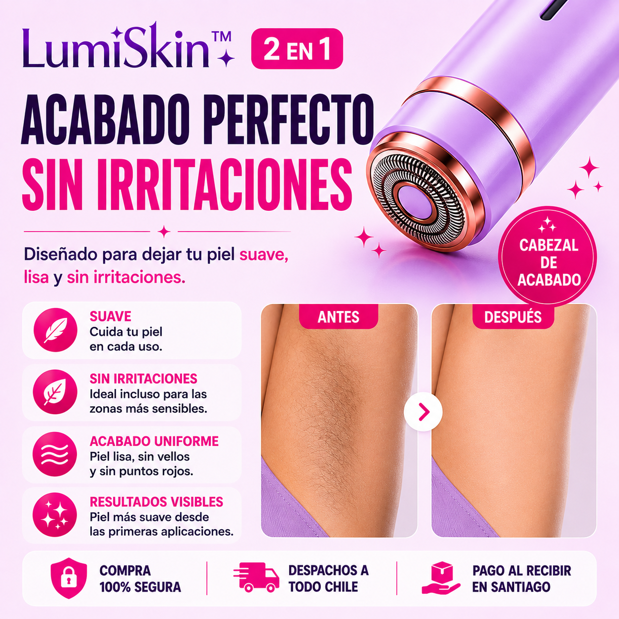 LumiSkin™ 2 en 1 | Depiladora Femenina Recargable