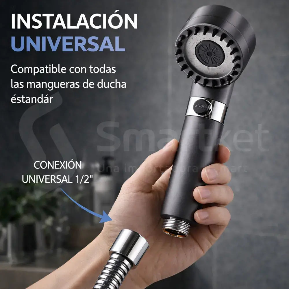 Ducha 4 en 1 de Alta Presión con Filtro y Botón Stop (KIT COMPLETO)