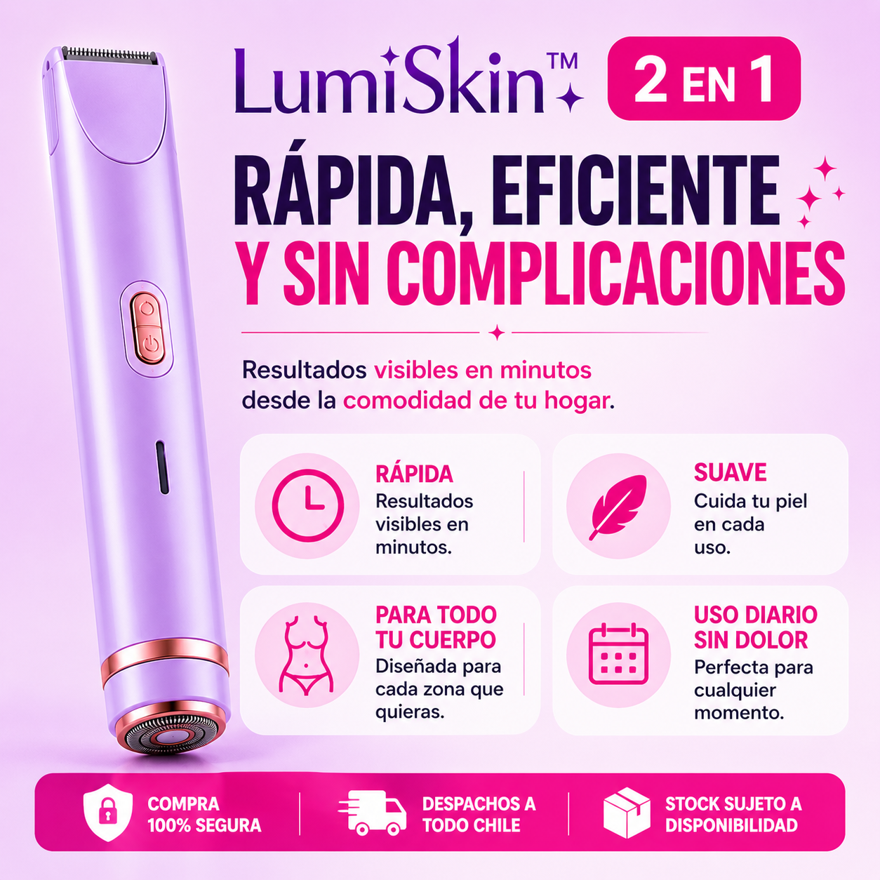 LumiSkin™ 2 en 1 | Depiladora Femenina Recargable