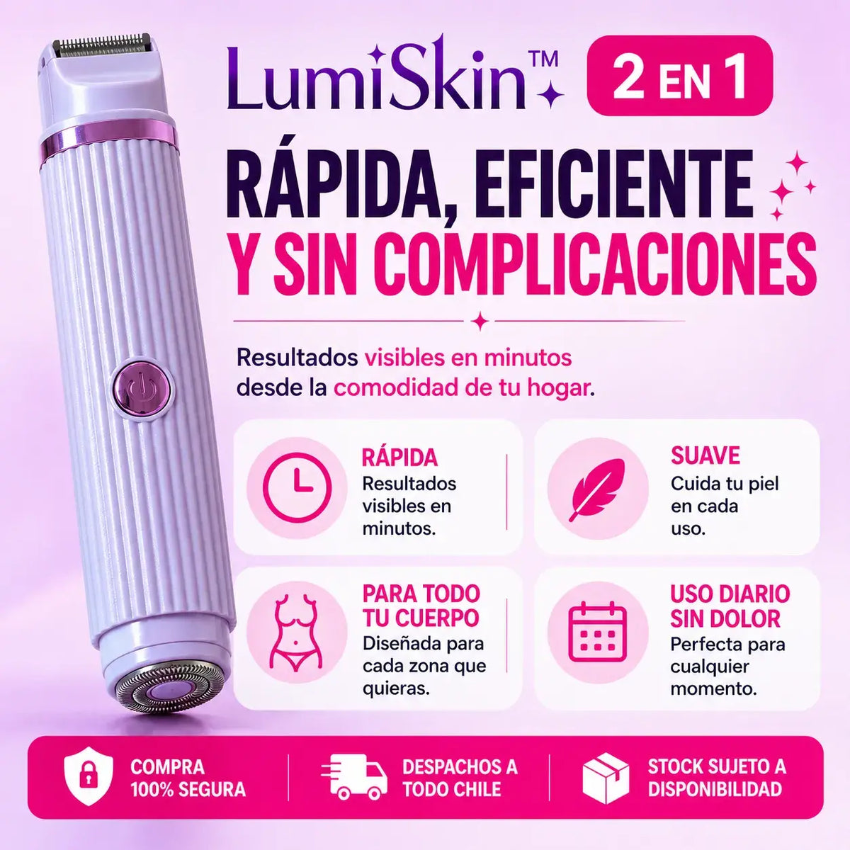 LumiSkin™ 2 en 1 | Depiladora Femenina Recargable