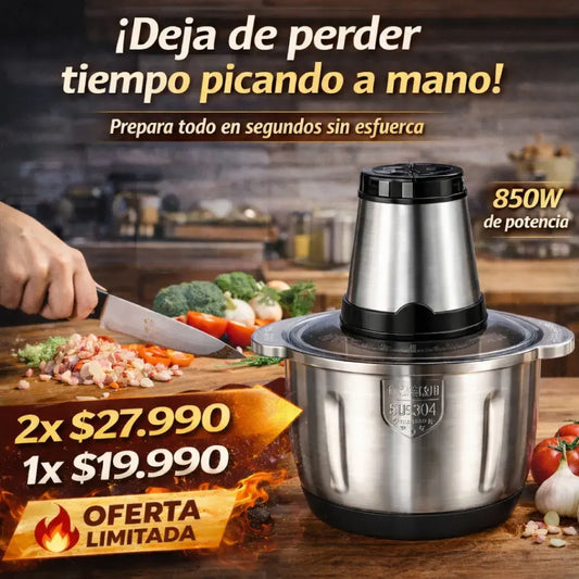 Picador Eléctrico 2 Litros y acero inoxidable | Ahorra tiempo y cocina sin esfuerzo en segundos