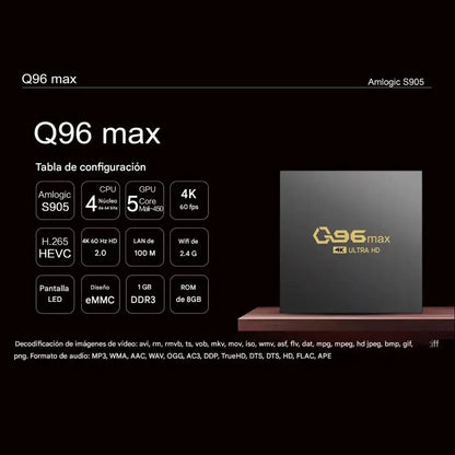 TV Box Q96 con MAGIS TV +1300 Canales Películas y Series